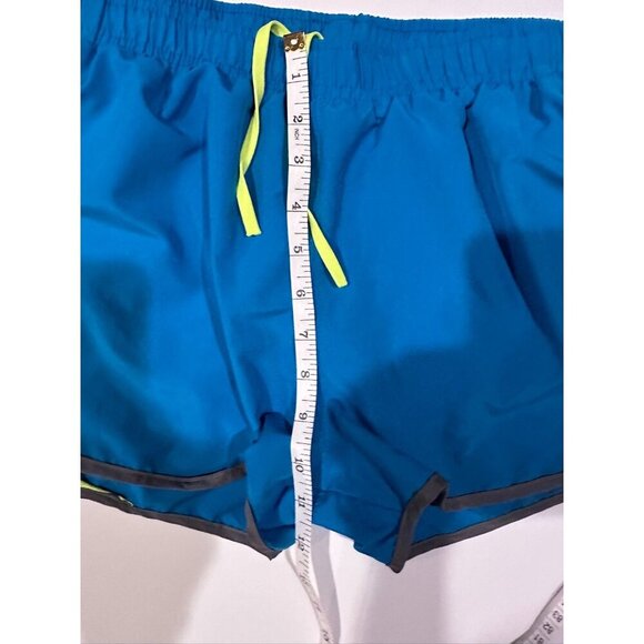 Under Armour Womens HeatGear Running Short Drawstring Blue lime green Sz Large - Picture 4 of 6